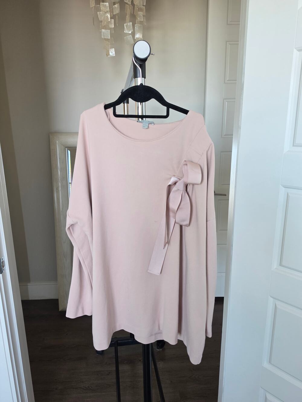COS Dusty Rose Pink Bow Ruched Shoulder Top Medium Oversized Pastel Minimalist